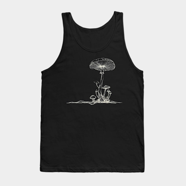 magic mushroom, shroom mushroom, line art drawing, line art, line drawing, botanical designs, botanical artistry Tank Top by Thunder Biscuit